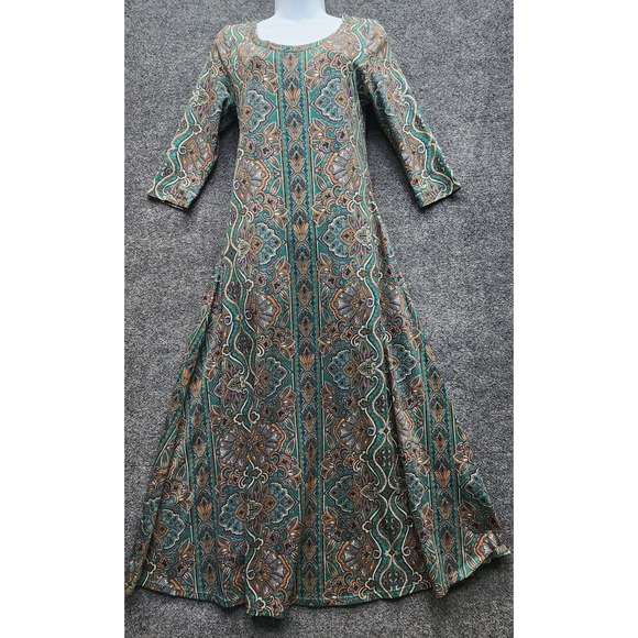 Soft Surroundings Dresses & Skirts - Soft Surroundings Cotton Modal Paisley Boho Swing Maxi Dress XS Small 3/4 Sleeve